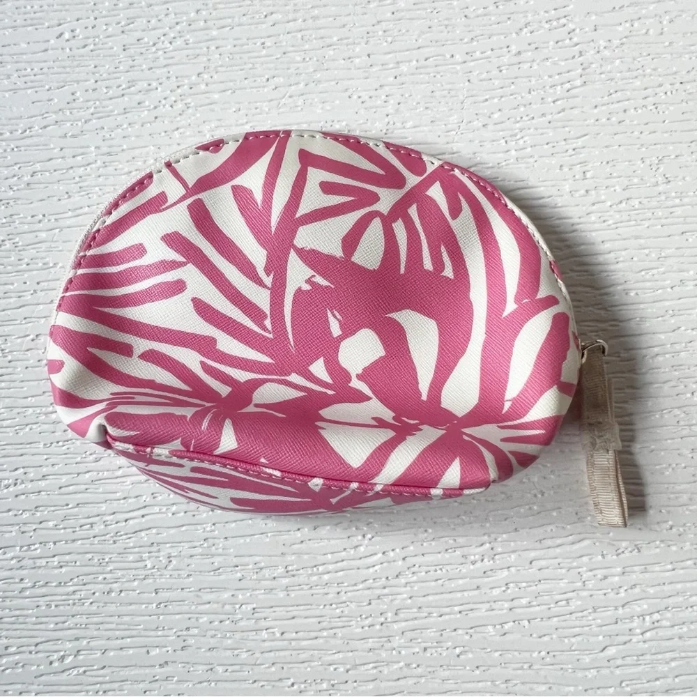 Kate Spade Grant Street Keri Domed Cosmetic Case Bag Pink White Tropical Floral